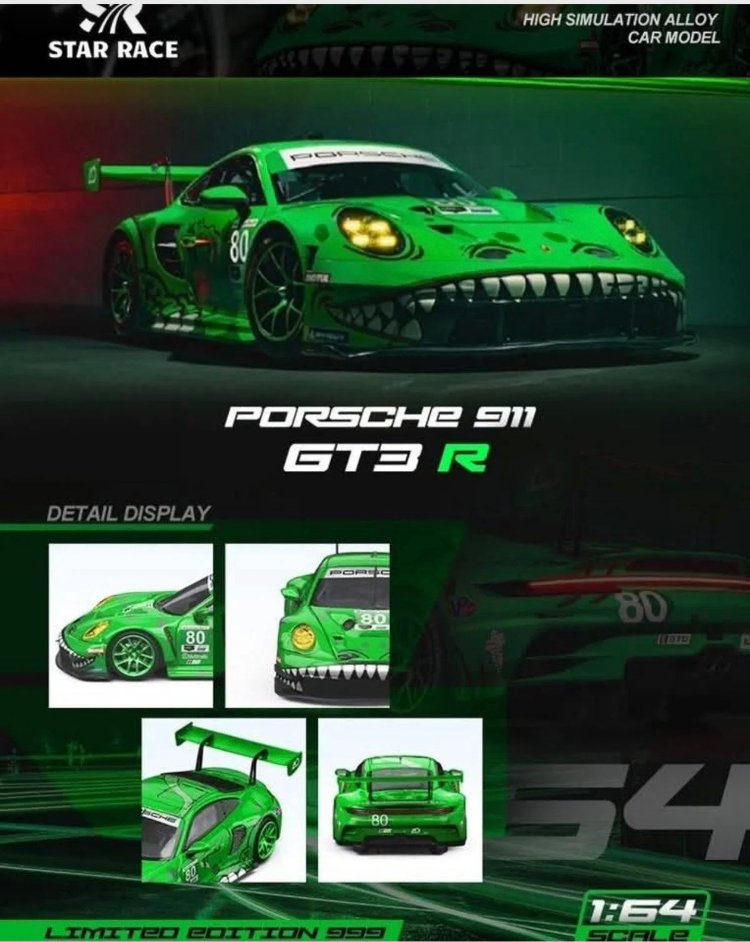 Star Race #80 Porsche 911 GT3 R Tyrannosaurus T-Rex Rexy Green