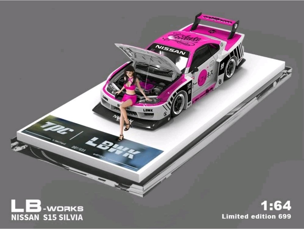 TPC NISSAN Silvia LB (S15) - Liberty Walk + Figure - Pink/White