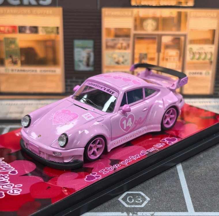 Model Collect Porsche RWB930 GT Wing Pink Valentine's Day Livery