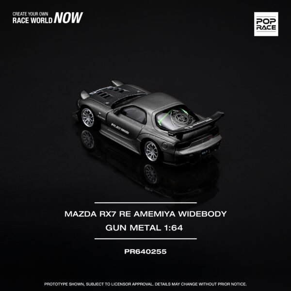 Pop Race 1/64 Mazda Rx-7 RE Amemiya Widebody Gun Metal PR640255