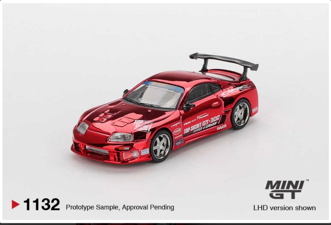 Mini GT Toyota Supra (A80) Top Secret GT-300 Top Secret Red Chrome MGT01132