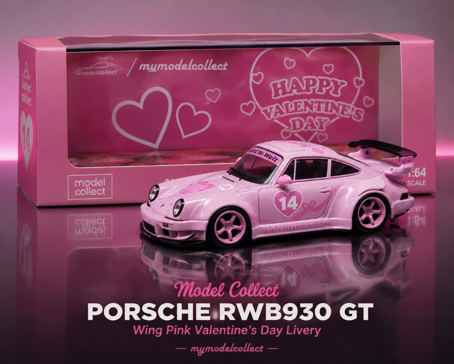 Model Collect Porsche RWB930 GT Wing Pink Valentine's Day Livery