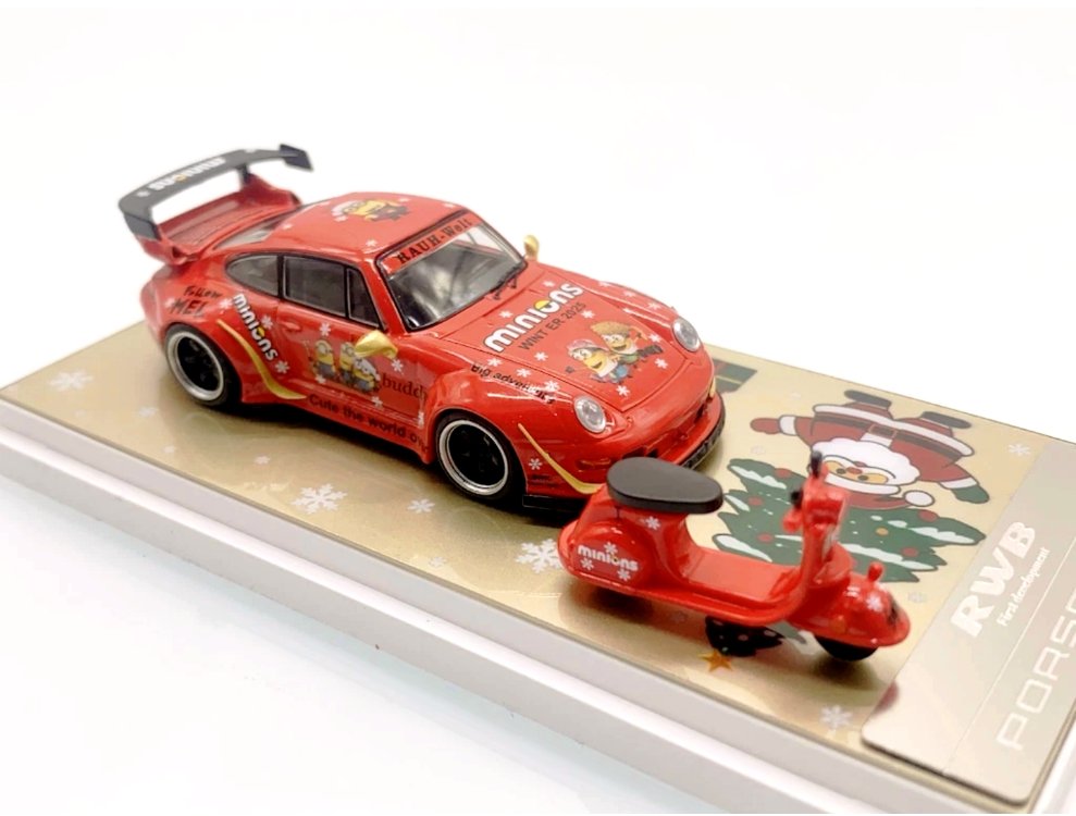 Ultimate Player 1:64 Red Christmas RWB 993 Bicycle Bike Sport Model Diecast Collect Car