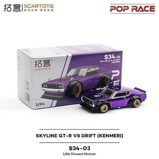 XCarToys X Pop Race Nissan Skyline GT-R V8 Drift (Kenmeri) Shop Exclusive S34-03