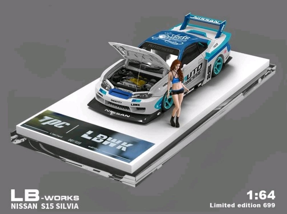 TPC NISSAN Silvia LB (S15) - Liberty Walk + Figure -Blue/White