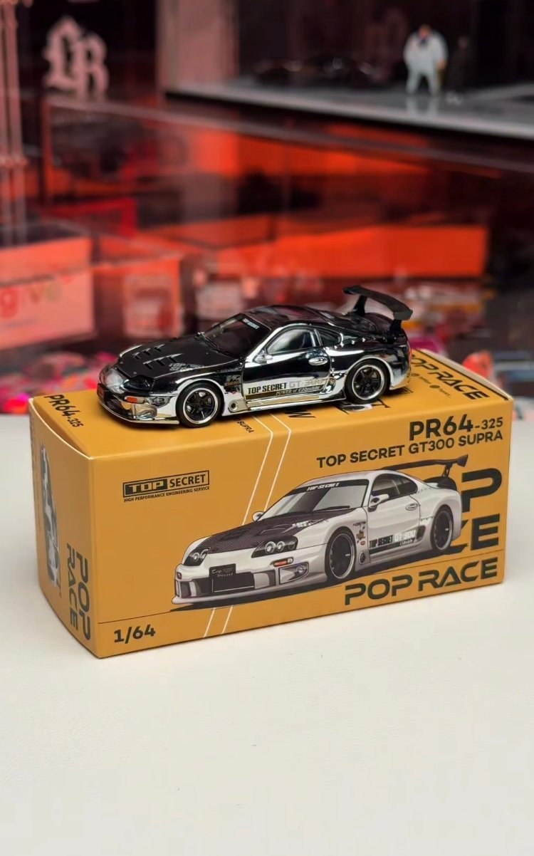 Pop Race 1/64 Factory Sealed Top Secret GT300 Supra Silver Chrome PR640325
