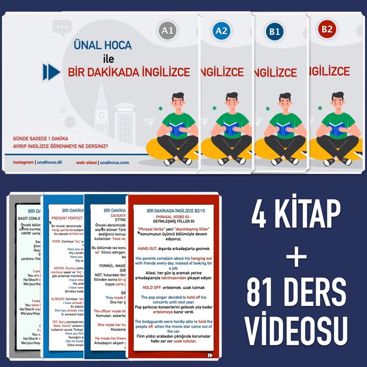 A1+A2+B1+B2 - BİR DAKİKADA İNGİLİZCE EĞİTİM SETİ
