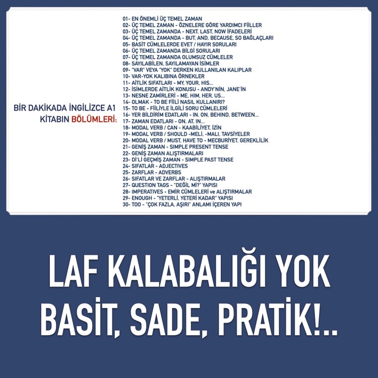 A1 - BİR DAKİKADA İNGİLİZCE EĞİTİM SETİ