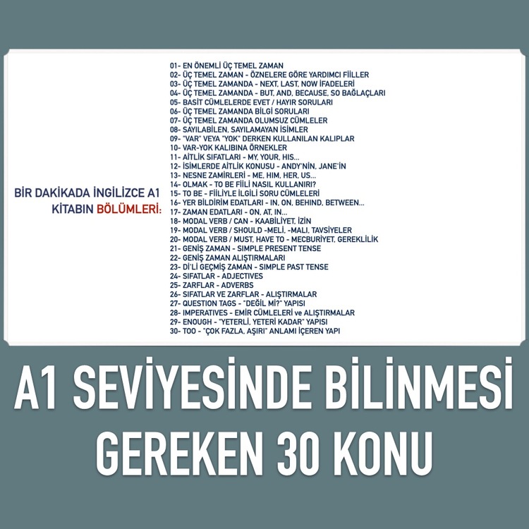 A1 - DERS KİTABI - BİR DAKİKADA İNGİLİZCE