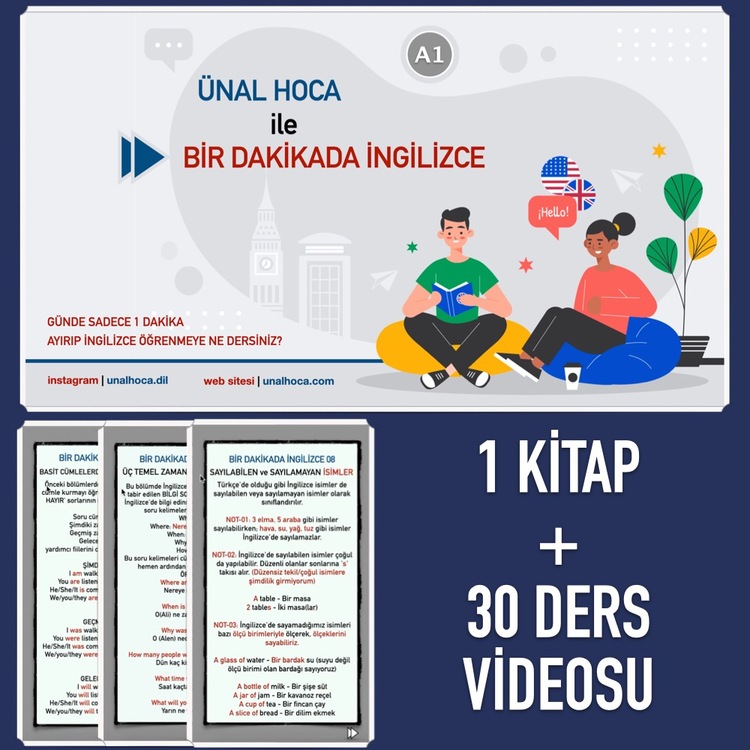 A1 - BİR DAKİKADA İNGİLİZCE EĞİTİM SETİ