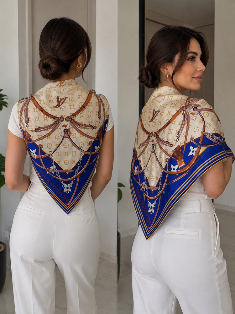 LV Monogram Harness Silk Scarf