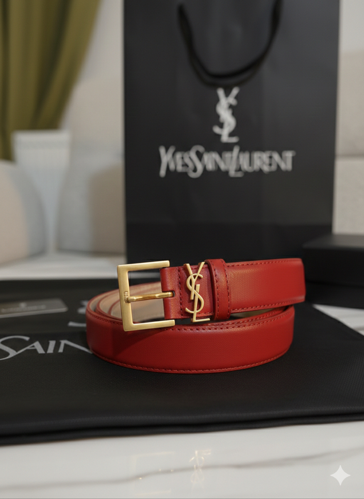 Yves Saint Laurent Deri Kemer – Kırmızı 