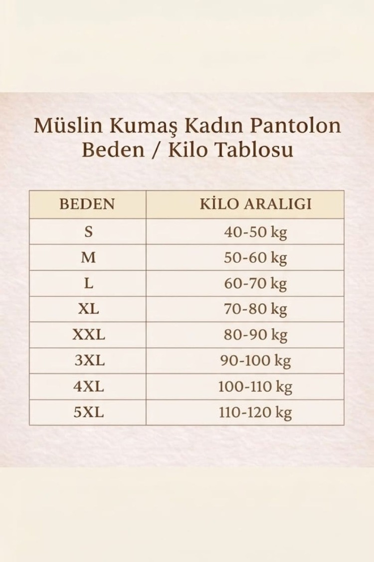 %100 Pamuk Müslin Kumaş Kadın Şalvar Pantolon Bej