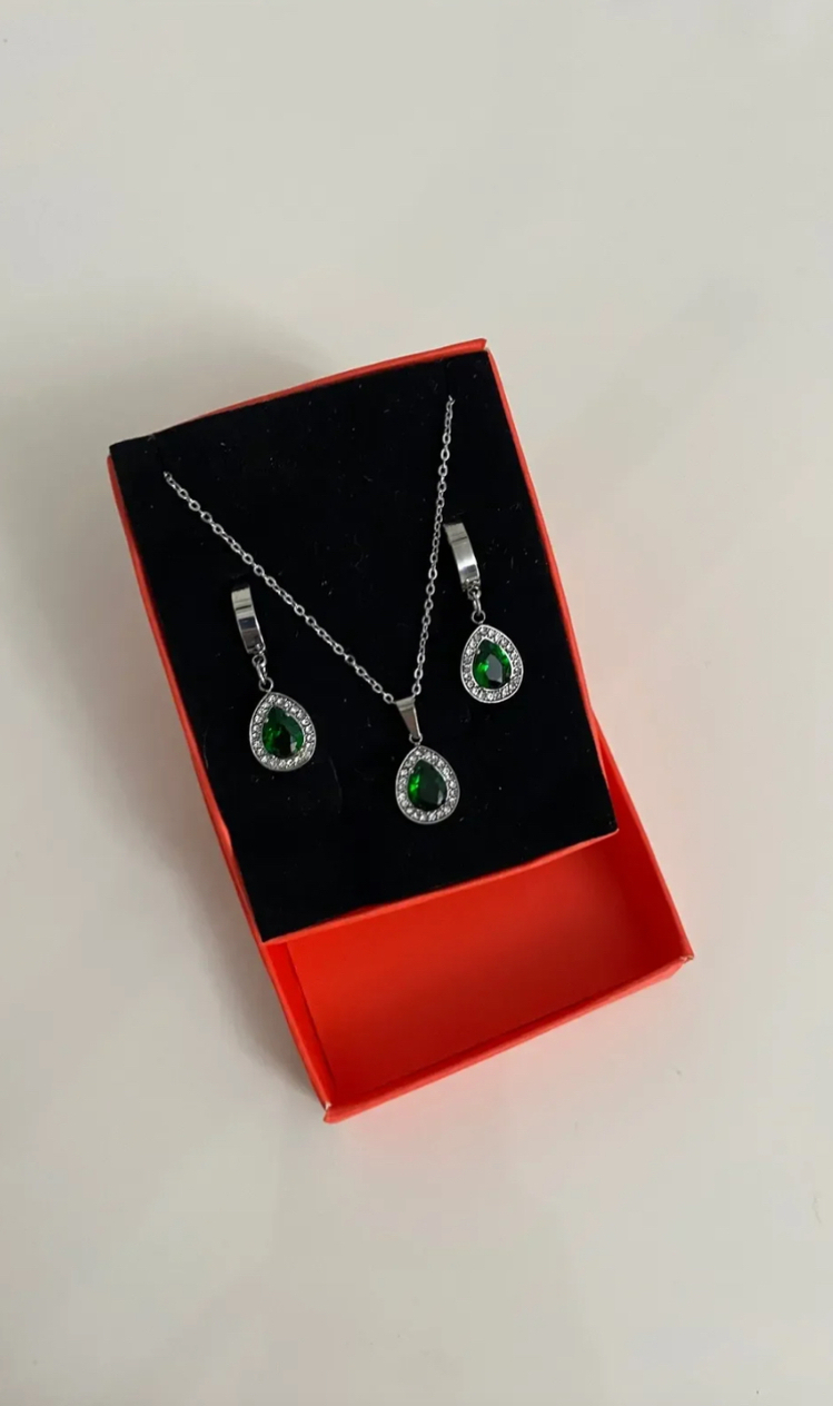 Yeşil başlı pandora çelik set (gümüş)