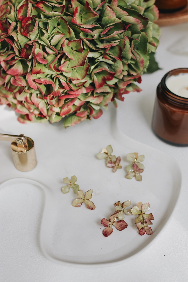 Autumn Hydrangea Bar Earrings