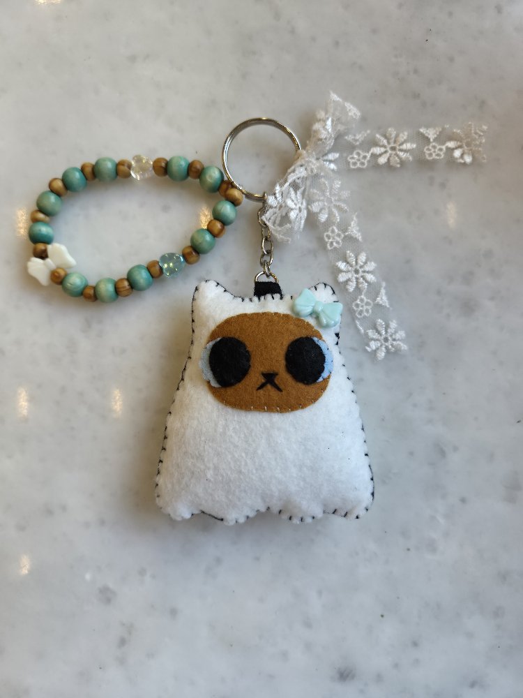 Hayalet Kedi Çanta Charm/Anahtarlık