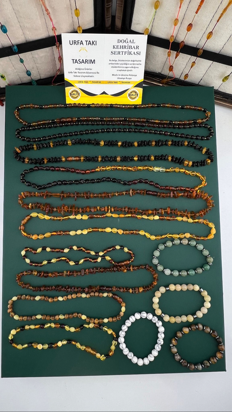 Kehribar Kolye 14 Lü Ürün Seti