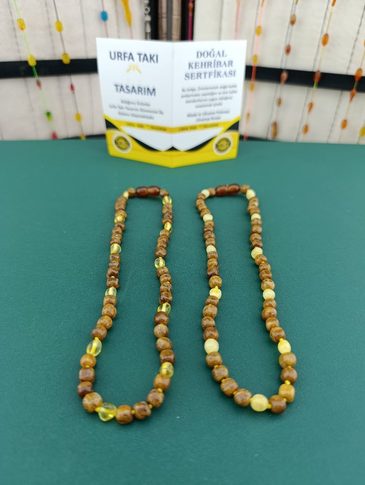 Kehribar Çocuk Kolyesi Küp Model 3+1 Dizilimli Şık Tasarımlı Orjinal Sertifikalı 