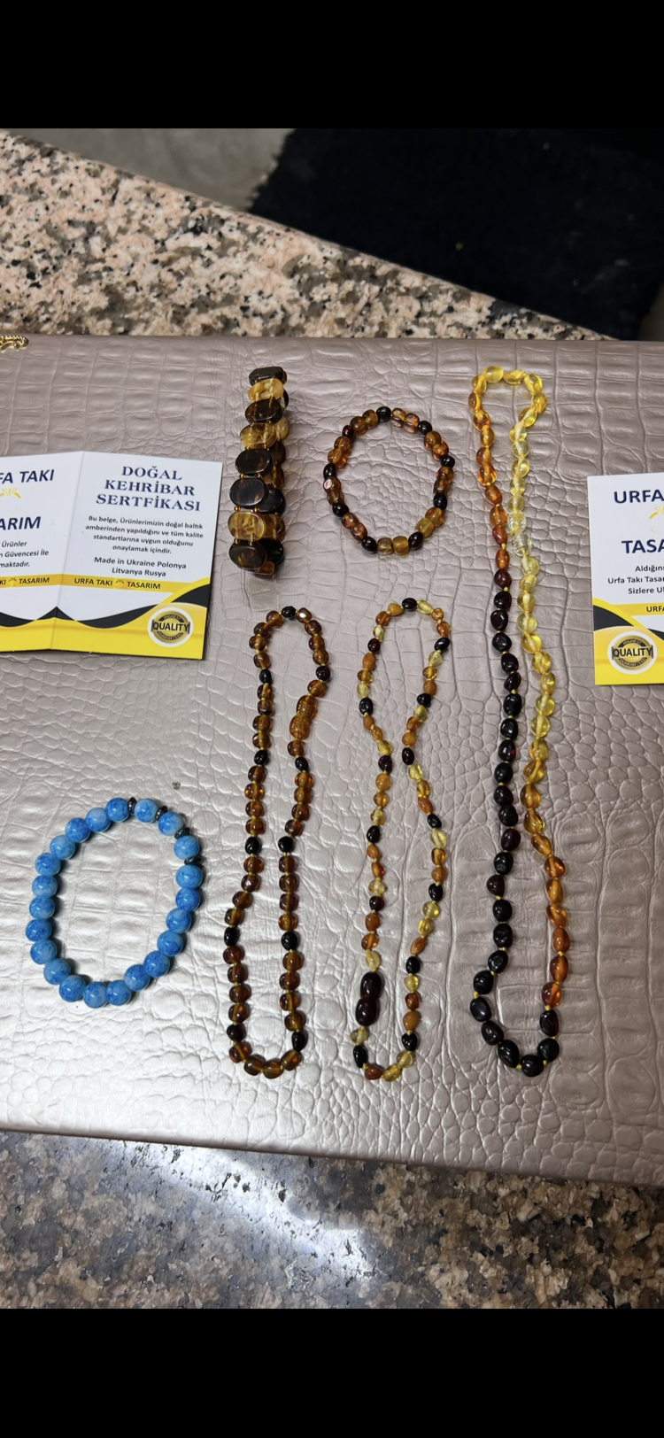 Kehribar Kolye 6 Adet Ürün Seti Orjinal Sertifikalı