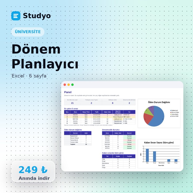 Üniversite Dönem Planlayıcı (Excel)