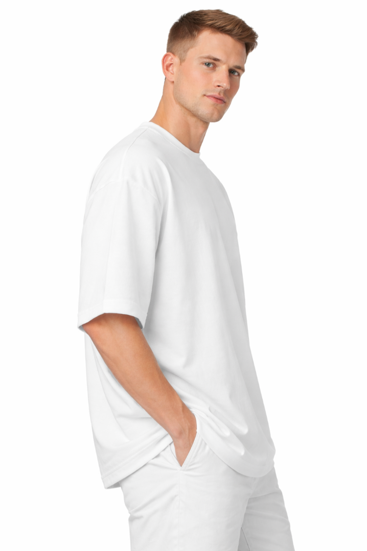 Beyaz Oversize Tişört %100 Pamuk | Unisex Basic Streetwear T-Shirt