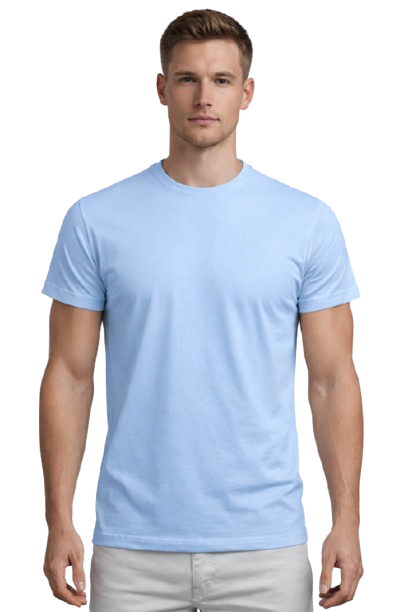 Buz Mavisi Erkek Tişört – %100 Pamuk, Regular Fit, Günlük & Sokak Stil