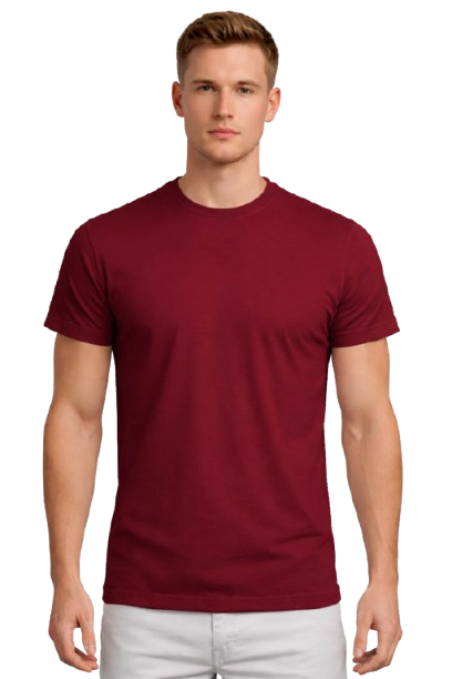 Bordo Basic Tişört Erkek %100 Pamuk – Premium 30/1 Compact Penye Regular Fit T-Shirt