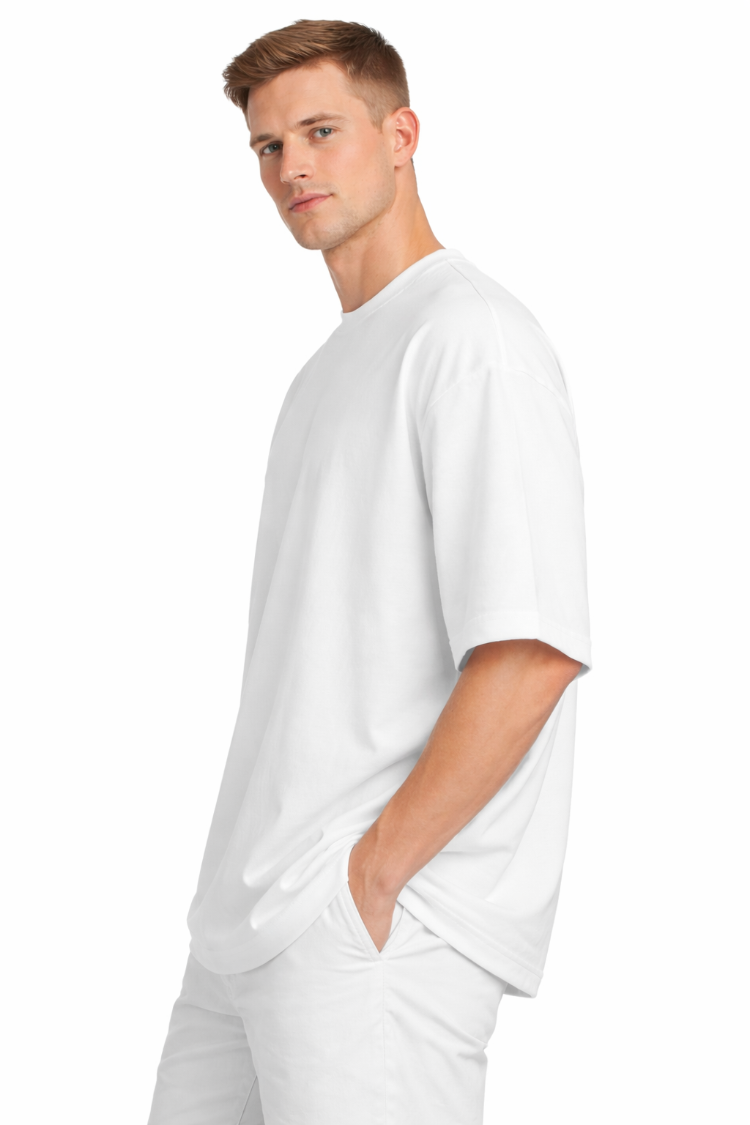 Beyaz Oversize Tişört %100 Pamuk | Unisex Basic Streetwear T-Shirt