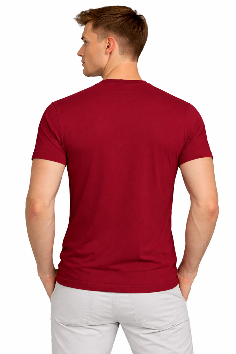 Bordo Basic Tişört Erkek %100 Pamuk – Premium 30/1 Compact Penye Regular Fit T-Shirt
