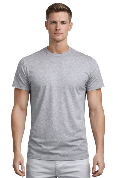 Gri Basic Tişört Erkek %100 Pamuk – Premium 30/1 Compact Penye Regular Fit T-Shirt