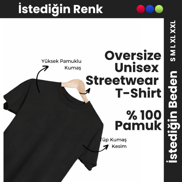 Siyah Oversize Tişört %100 Pamuk | Unisex Basic Streetwear T-Shirt | Kalın Kumaş Premium