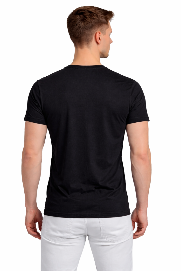 Siyah Basic Tişört Erkek %100 Pamuk – Premium 30/1 Compact Penye Regular Fit T-Shirt