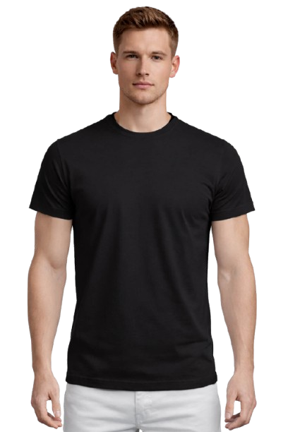 Siyah Basic Tişört Erkek %100 Pamuk – Premium 30/1 Compact Penye Regular Fit T-Shirt
