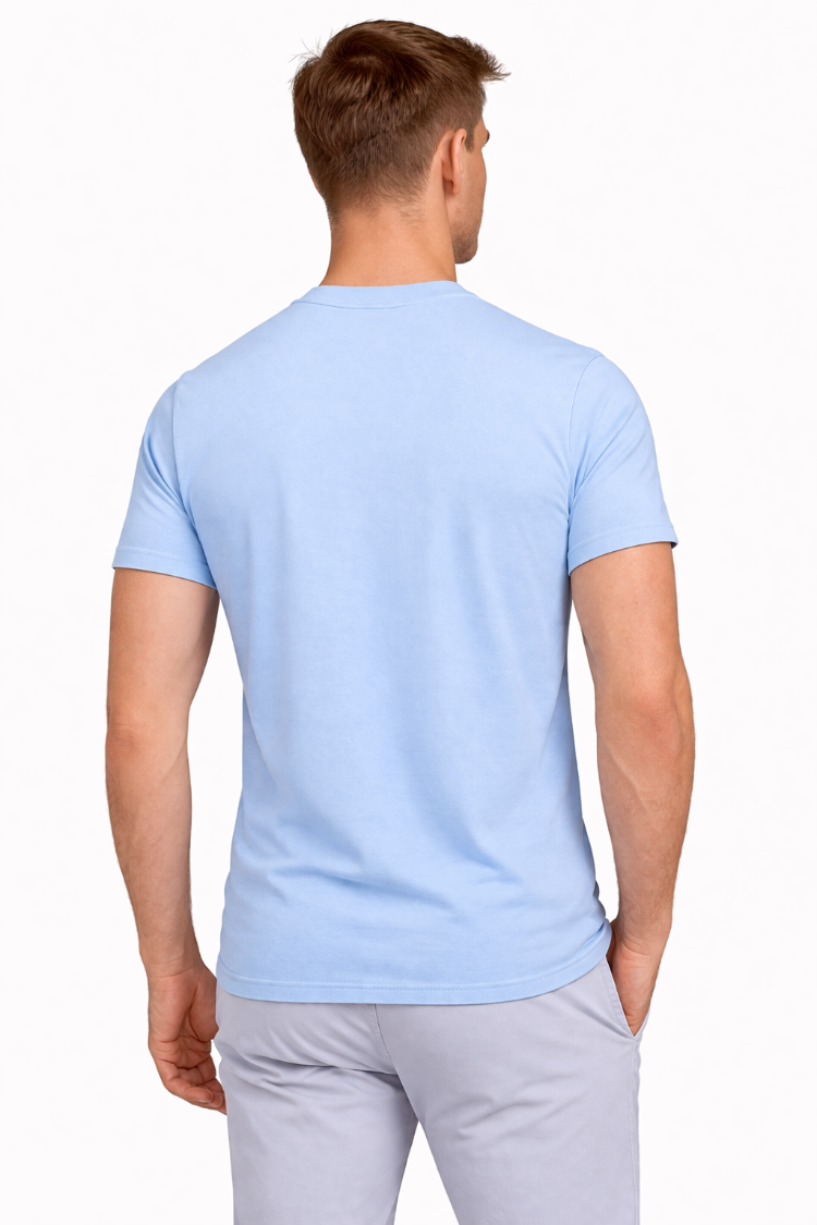 Buz Mavisi Erkek Tişört – %100 Pamuk, Regular Fit, Günlük & Sokak Stil