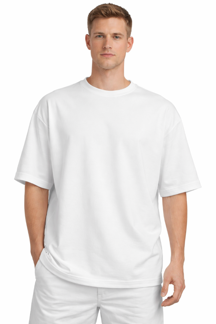 Beyaz Oversize Tişört %100 Pamuk | Unisex Basic Streetwear T-Shirt