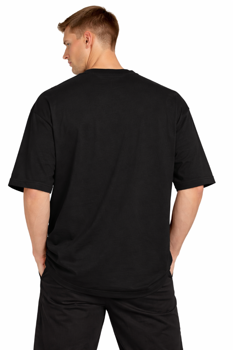 Siyah Oversize Tişört %100 Pamuk | Unisex Basic Streetwear T-Shirt | Kalın Kumaş Premium