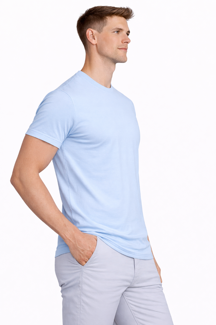 Buz Mavisi Erkek Tişört – %100 Pamuk, Regular Fit, Günlük & Sokak Stil