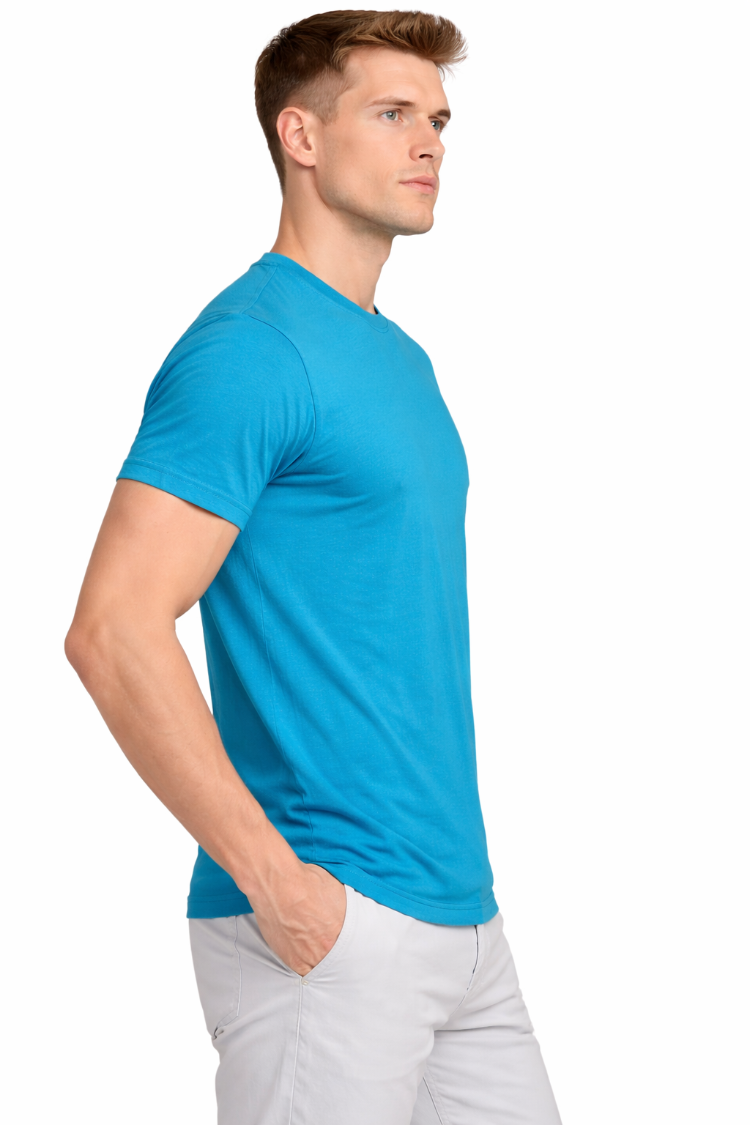 Turkuaz Basic Tişört Erkek %100 Pamuk – Premium 30/1 Compact Penye Regular Fit T-Shirt