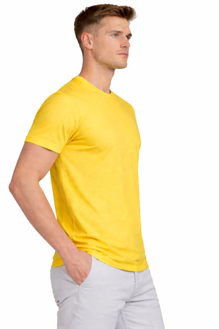 Sarı Basic Tişört Erkek %100 Pamuk – Regular Fit Günlük Rahat & Şık T-Shirt