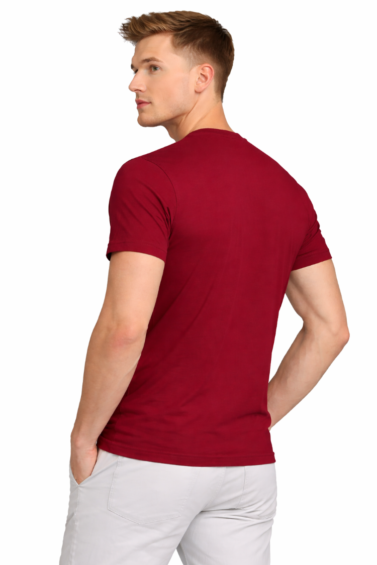 Bordo Basic Tişört Erkek %100 Pamuk – Premium 30/1 Compact Penye Regular Fit T-Shirt