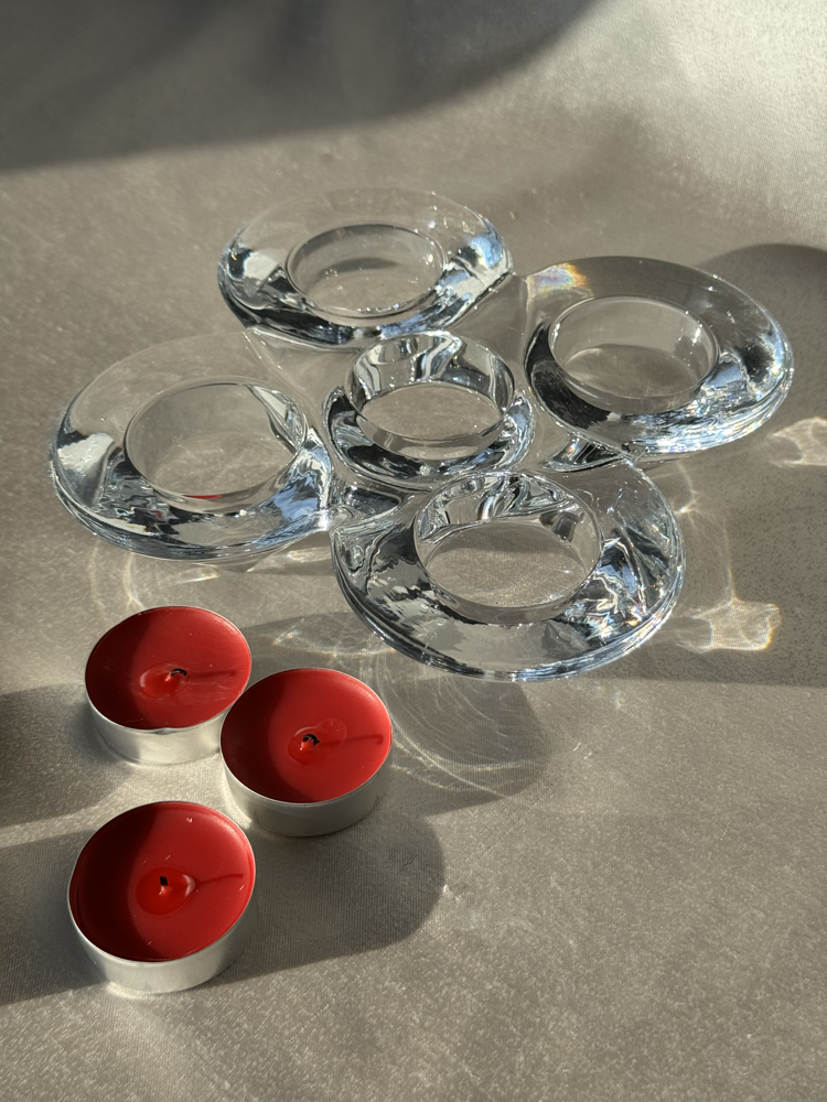 Beşli Vintage Cam Tealight Mumluk