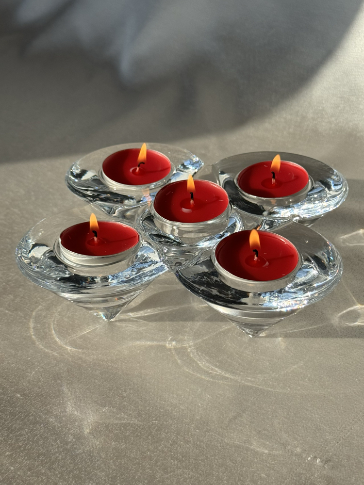 Beşli Vintage Cam Tealight Mumluk