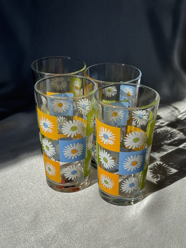 Cerve Italy Vintage Papatya Desenli Meşrubat Bardak Seti