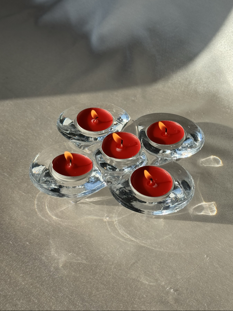 Beşli Vintage Cam Tealight Mumluk