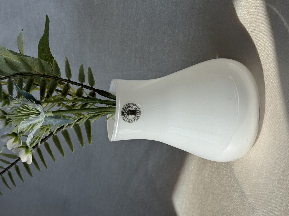 Vintage IKEA El Yapımı Opal Beyaz Vazo