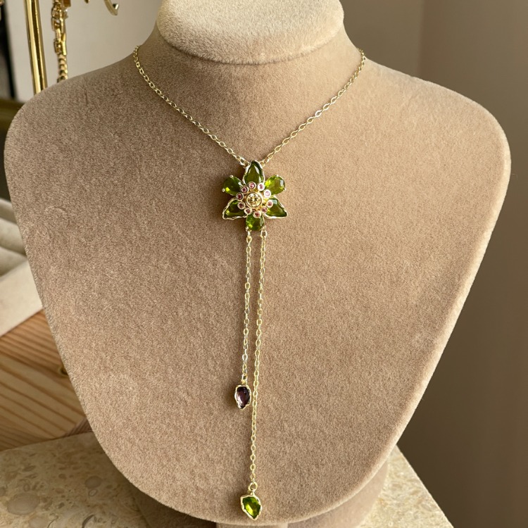 Green Blossom Kolye | Çelik