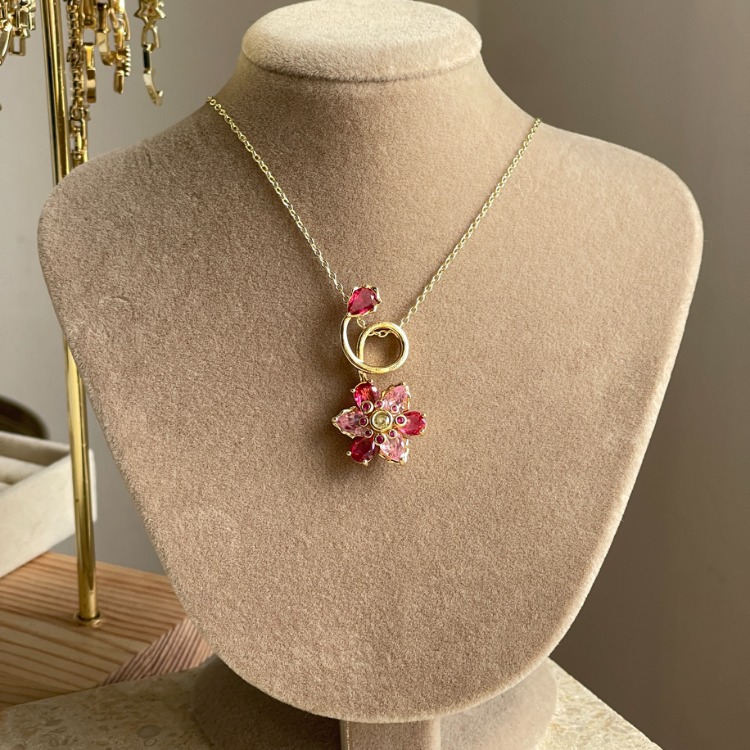 Pink Blossom Kolye | Çelik