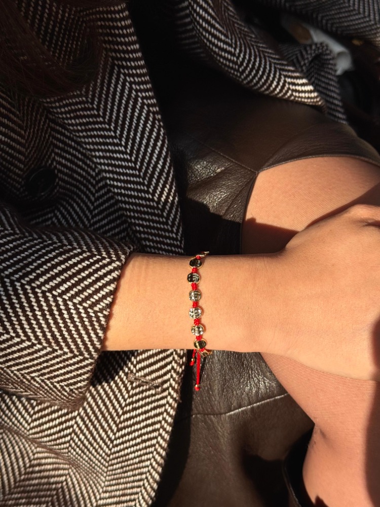 Luna Kırmızı Çelik İp Bileklik