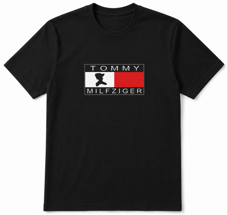 Tommy Milfziger Siyah Oversize T-Shirt