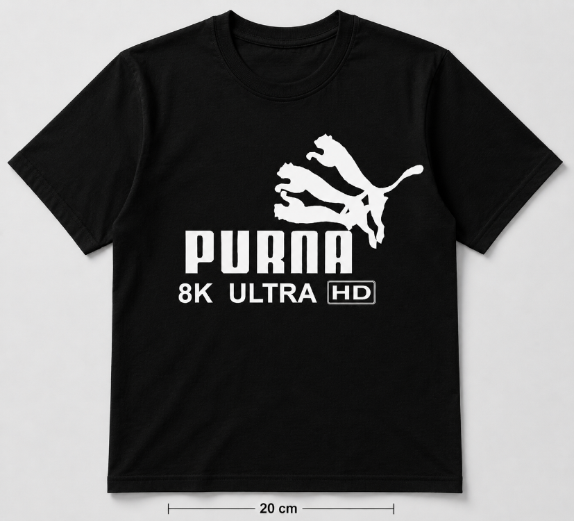 Purna 8K ULTRA HD Siyah Oversize T-Shirt